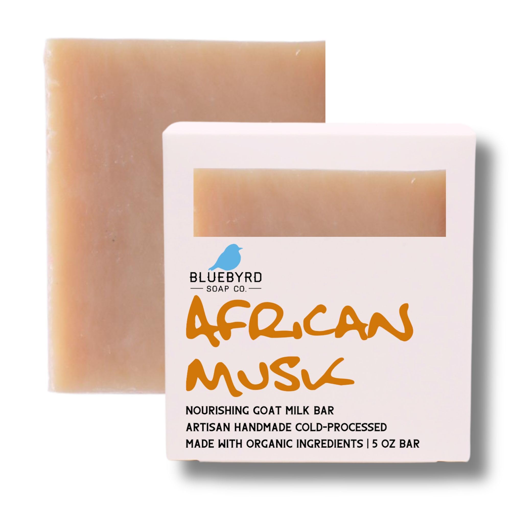 BLUEBYRD Soap Co. African Musk Man Scented Soap Bars| Musk Patchouli & Sandalwood Body Wash for Men | Made with Nourishing Goats Milk & Organic Sustainable Palm Oils (AFRICAN)